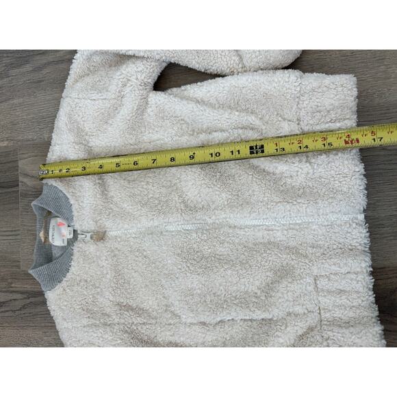 Crewcuts Jacket Girls 6 7 years Sherpa Teddy Coat Cream Gray - Picture 2 of 9